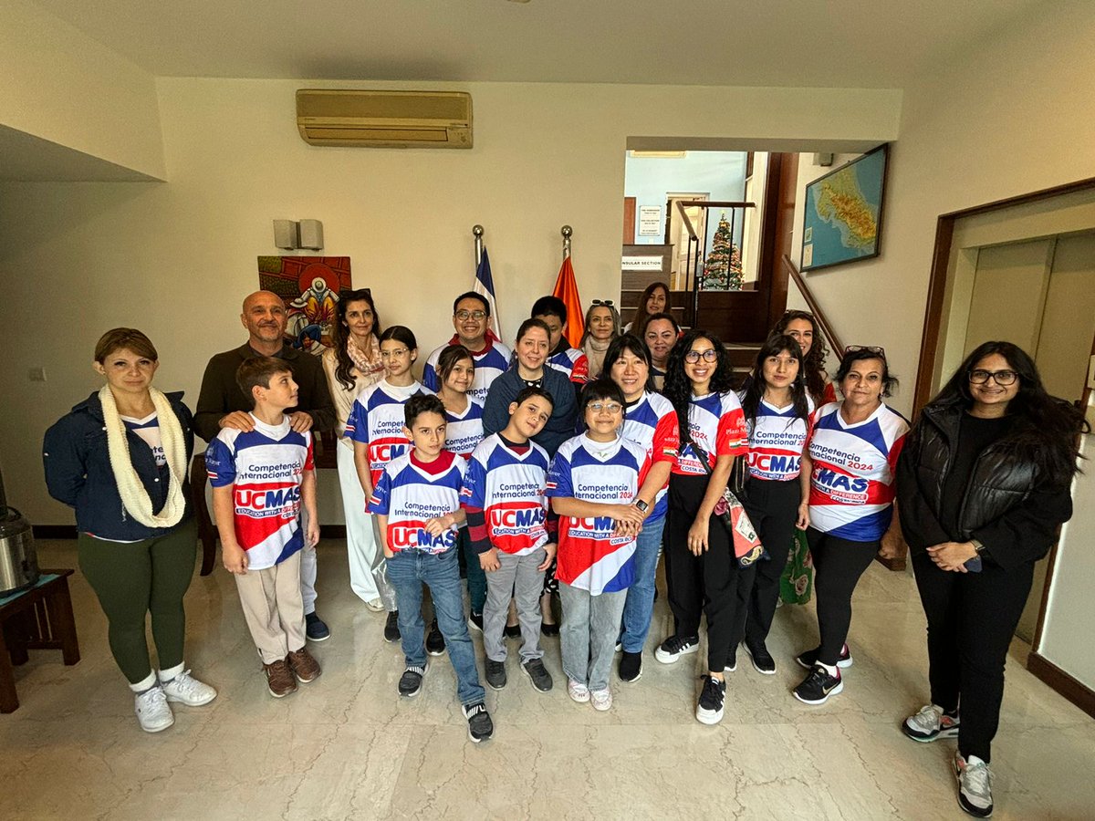 Pleasure to host a group of  Costa Rican students and their families at our embassy today!  They're in India to participate in the Universal Concept of Mental Arithmetic System (UCMAS) competition on December 15th at the University of Delhi. 🇨🇷🇮🇳