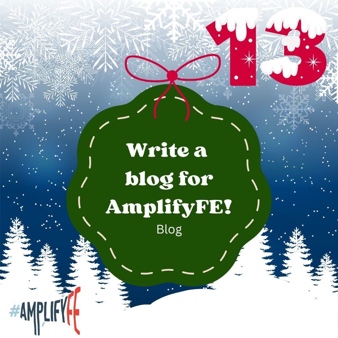 On Day 13 of #25DaysofAmplifyFE we feature - you! We're always on the lookout for amazing #FE #Skills voices to contribute to our #AmplifyFE blog. Here's how you can raise your profile and shout about your #digital projects buff.ly/48hAPj7