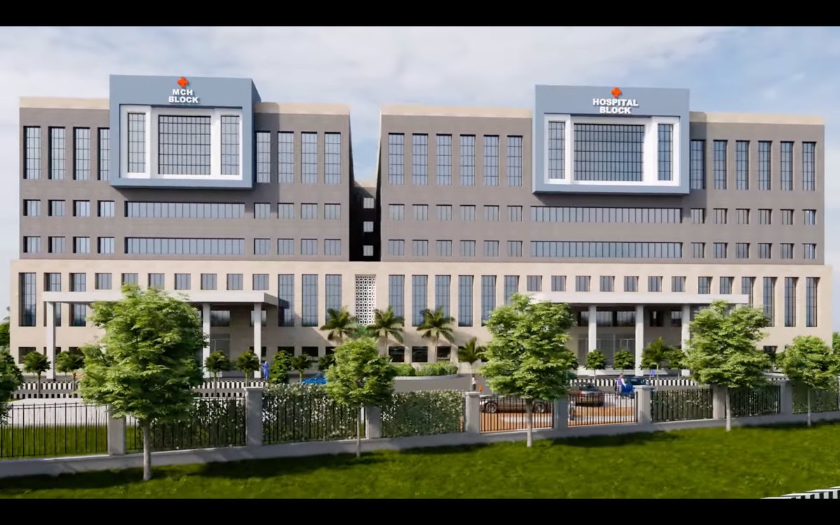 NST2003NST's tweet photo. Government super speciality hospital, Mancherial.
➤ 350 crores
➤ 600 beds
➤ G+6 floors
Hope more projects like these will come up in North Telangana. Also want the current government to focus more on Mancherial which has good railway connectivity and also National Highways. https://t.co/l9zxHLrGnP