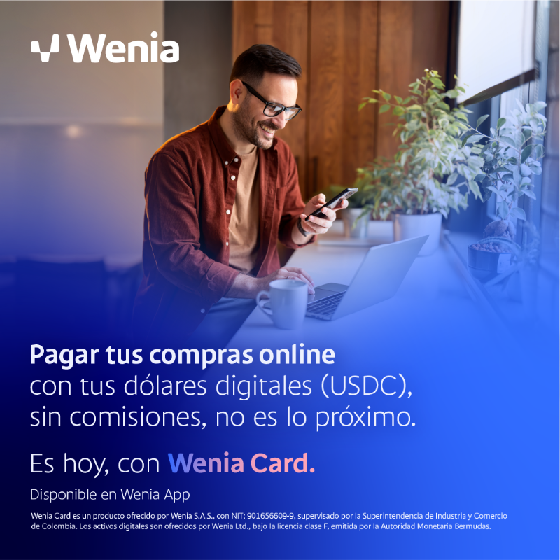 weniaoficial's tweet photo. ¿Compras en el exterior? Con Wenia Card usa tus dólares digitales, sin comisiones ni costos ocultos. ¿Suena futurista? No lo es. ¡Es hoy!