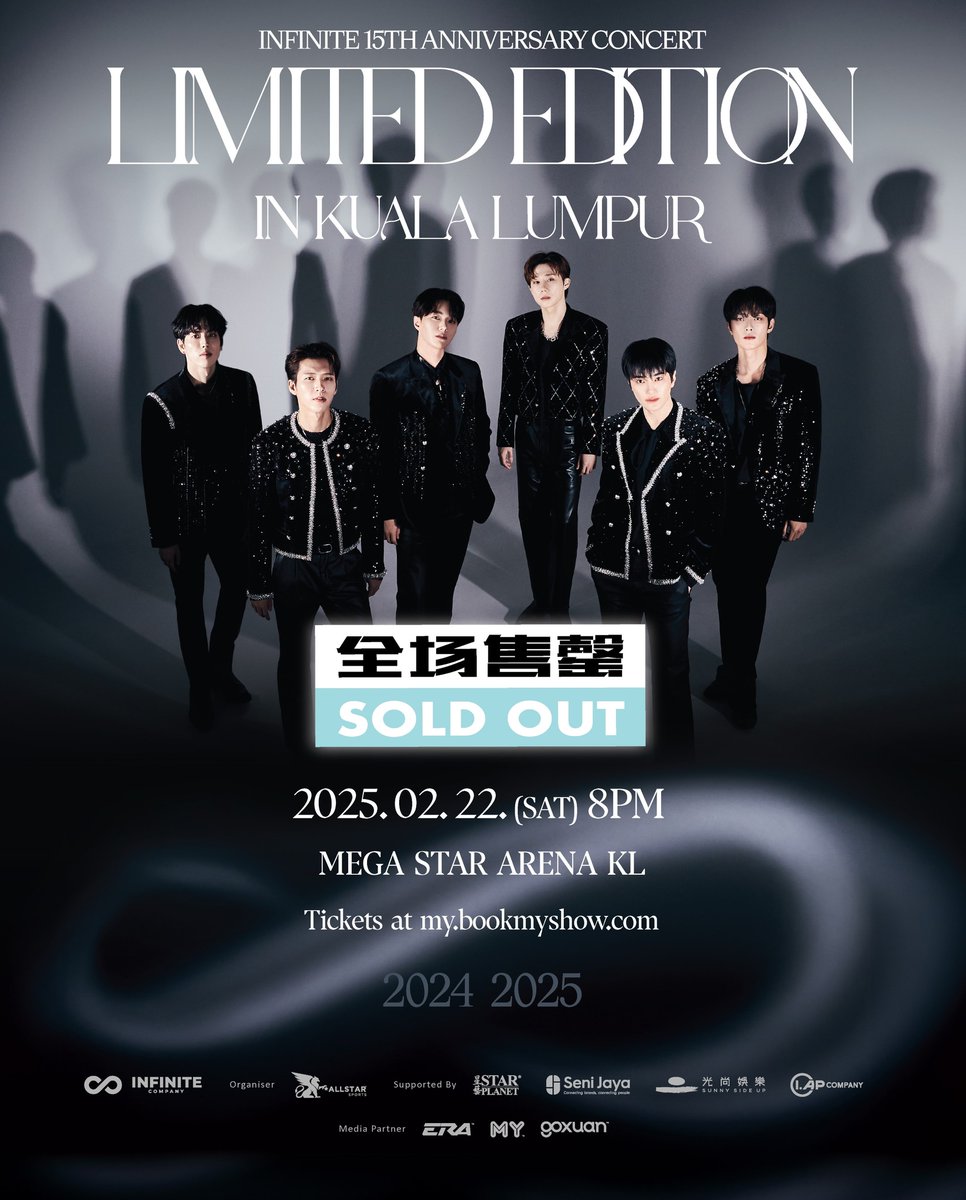 BookMyShowMy's tweet photo. 🔥 SOLD OUT 🔥

INFINITE 15th Anniversary Limited Edition Concert Tour in Kuala Lumpur
📆: 22 Feb (Sat)
⏰: 8 PM
📍 : Mega Star Arena

#BookMyShowMY #Infinite #INFINITE15thAnniversaryLimitedEditionConcertTourInKualaLumpur https://t.co/s6OXTzxoXS