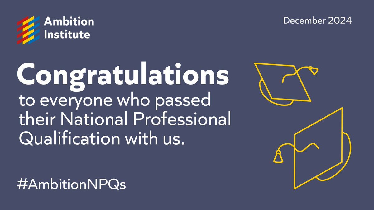 Congratulations to our many NPQ participants who are receiving their results today.  What a fantastic way to end the term! 

#AmbitionNPQs