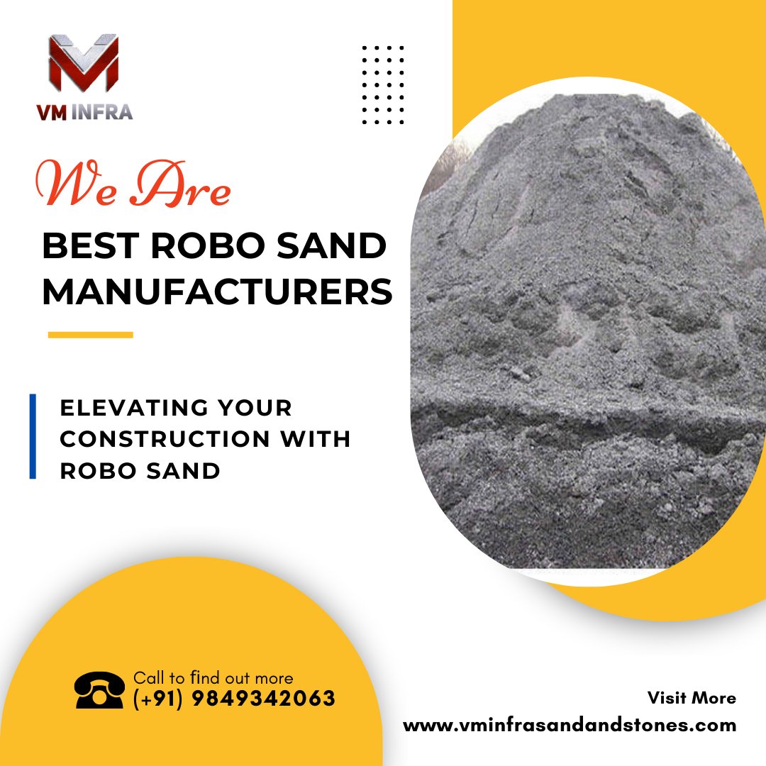 infra_vm's tweet image. Manufactured using advanced crushing techniques, our Robo Sand is the perfect choice for concrete, plastering, and other construction needs.#smartconstruction #RoboSand #EcoFriendlyConstruction #SustainableBuilding #SmartConstruction