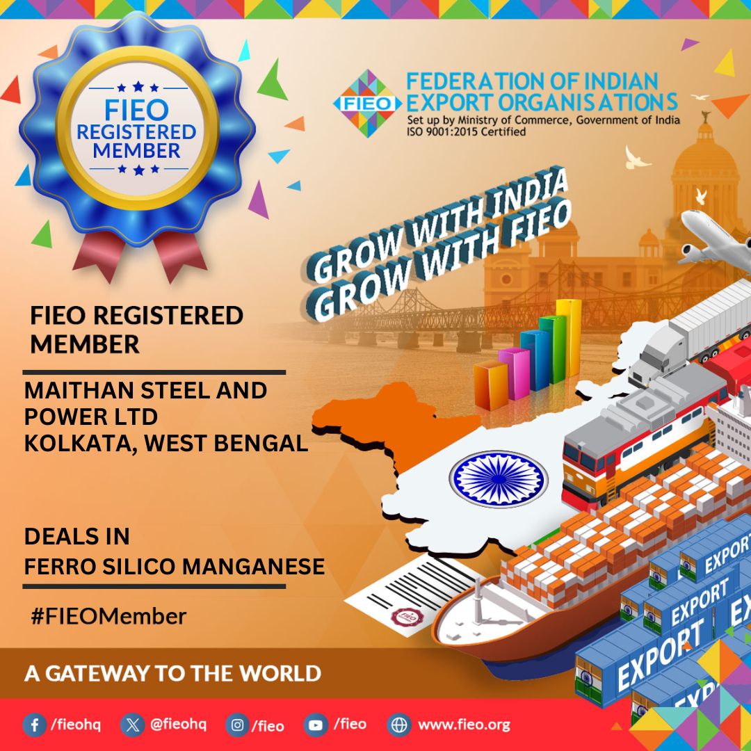 FieoHq's tweet photo. π#FIEO extends a warm welcome to M/s Maithan Steel & Power Ltd, Kolkata as our newest member!
Join our dynamic community & unlock a world of trade opportunities.
To learn more about FIEO membership, schedule a call with our team: https://t.co/vDgj7TosbB
#FIEOMember https://t.co/4sJdvCx7e1