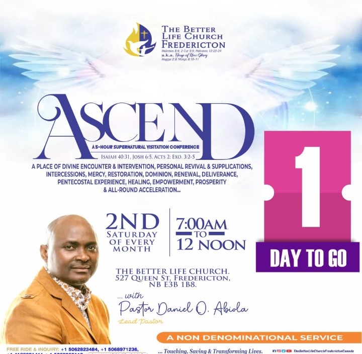 tblccanada's tweet photo. Special Invitation to Our DECEMBER ASCEND PRAYER CAMP, TAGGED REVIVE US AGAIN
Please come and Meet with your maker.
DATE: SATURDAY 14TH OF DECEMBER.
TIME: 7am - 12 NOON
VENUE: The BetterLife Church, 527 Queen Street, Fredericton NB.
JESUS IS LORD!! https://t.co/EwpdDBILKt
