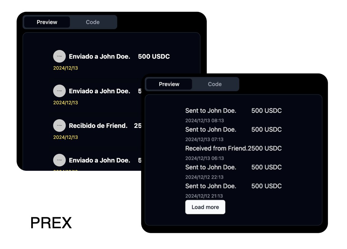With Prex, showing token transaction histories is also super easy! 🧾✨ Plus, you can customize the UI for a stress-free experience🙌Ready to make your service blockchain-ready? 💻🔥 #Blockchain #Crypto #DevTools #prexcomponents

more detail👇
prex0.com/docs/component…
