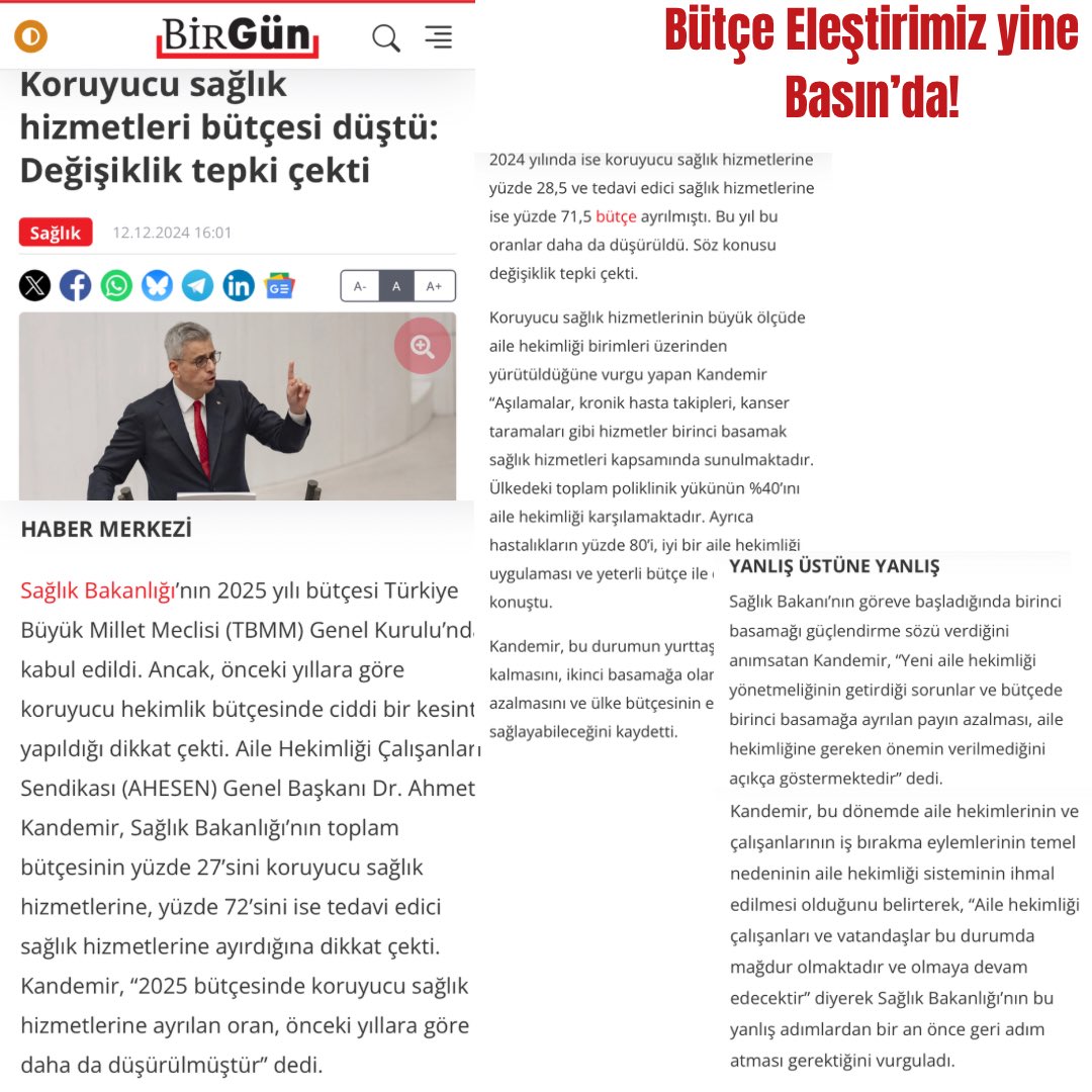 ahesenorgtr's tweet photo. Genel Başkanımız Ahmet KANDEMİR’in Koruyucu Sağlık Hizmetlerine ayrılan Bütçeye ilişkin eleştirilerimizi anlattığı haber, Basın’da ilgi görmeye devam ediyor!

Haberin tamamı⬇️
https://t.co/kmjpj1CLwE

Sesimizi duyurmaya, Basın ve Medyanın her kademesinde yer almamıza emek ve katkı sunan Basın Danışmanımız Gülçin Yılmaz İzel’e teşekkür ediyoruz.

@BirGun_Gazetesi 
@glcnylmz