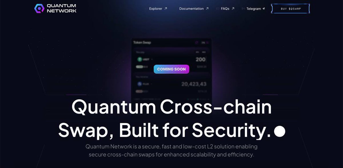 Quantum Network Just Announced A Bullish News!

<a href="/Quantum_L2/">Quantum Swap</a> Swap Is Set To Launch Soon, &amp; They’ve Reduced The $QSWAP Buy Tax To 0% In Preparation! 😳

Quantum Swap Will Enable Seamless Cross-chain Transactions Enabling $SOL To $ETH Swaps, Redistribute Fees To Holders &amp; Use AI To