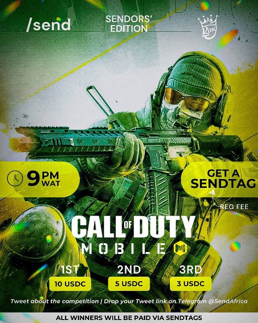 🎮 Ready for Battle? 🎮
The Call of Duty Tournament is almost here! 🏆

📅 Date: Every Saturdays 
🕒 Time: 9pm
📌 Sign up now before it's too late. 
send.app/?referral=b95f…

Epic prizes, intense action, and bragging rights await! 
<a href="/Send/">Send</a> <a href="/send_africa/">Send Africa</a> <a href="/Kinguchee_e/">Kinguchee ♔</a>
#CODM #CODMBYSEND