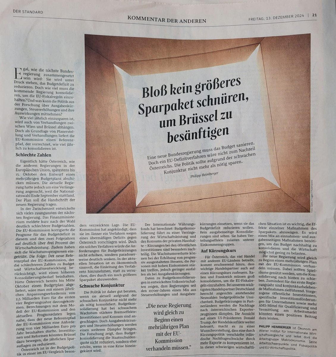 Mein Kommentar im „Standard“ zum Knackpunkt Budgetsanierung in🇦🇹Koalitionsverhandlungen: Im Wirtschaftsabschwung sollte die neue Regierung so wenig wie möglich kürzen. Budgetkürzungen vertiefen den Abschwung. Defizitverfahren der EU-Kommission hinnehmen reduziert Kürzungsbedarf🧵