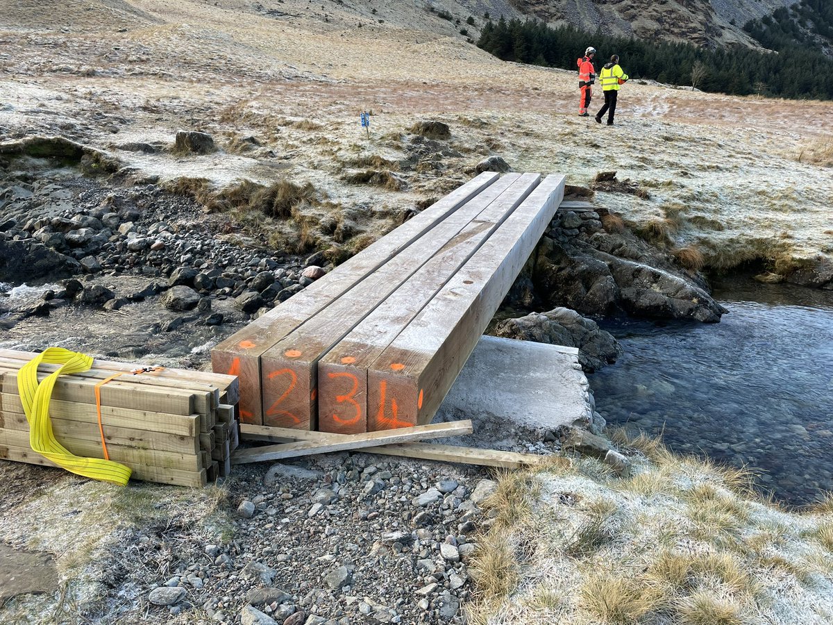 pattrace's tweet photo. Been putting this long awaited Bridge in at Black Sail. Top end of Ennerdale. Western Lakes. #LakeDistrict @LakesRangers https://t.co/Xhy9JE0xPI