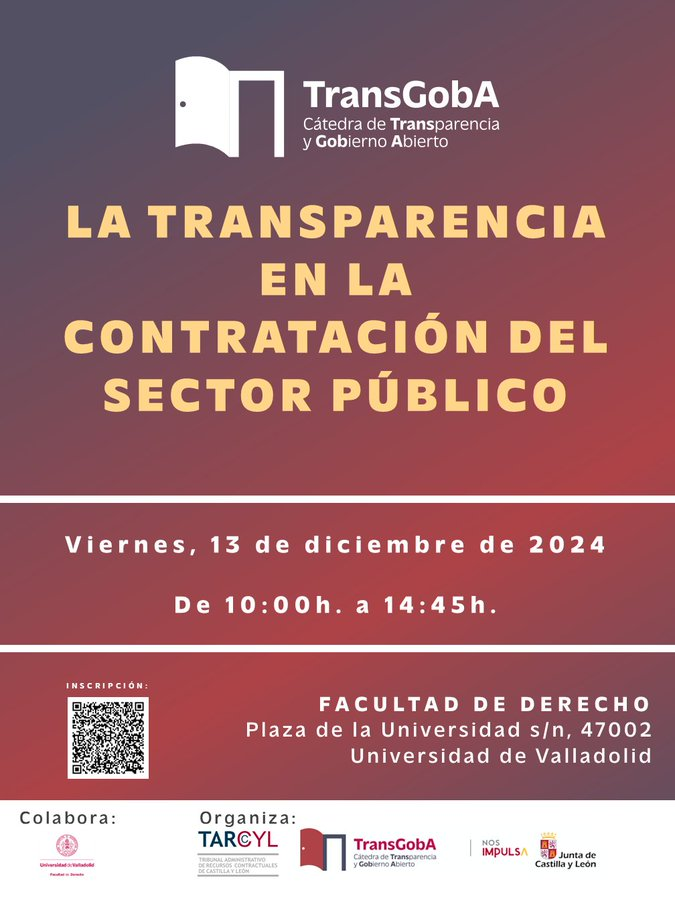 Hoy estamos en las jornadas "La Transparencia en la Contratación del Sector Público", organizada por la cátedra 
<a href="/TransGobAUVa/">Cátedra de Transparencia y Gobierno Abierto</a> de la <a href="/UVa_es/">Gabinete de Comunicación Universidad de Valladolid</a>
#GobiernoAbierto #OpenGov