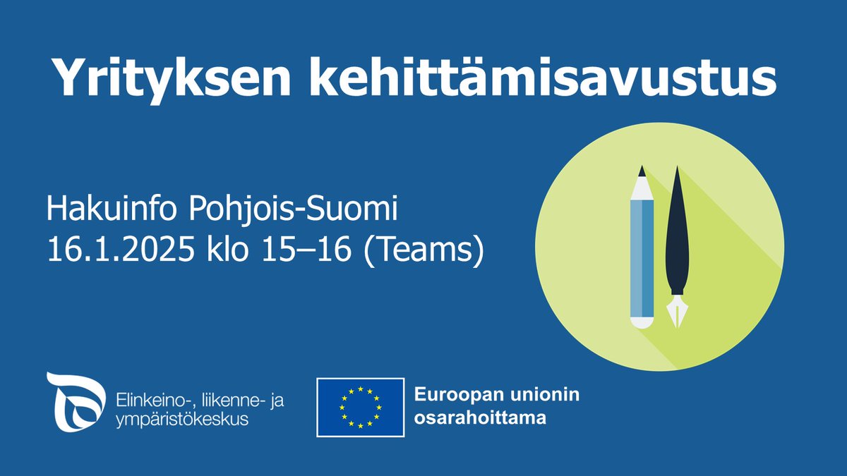 👋Yritykset ja yrityskehittäjät Pohjois-Suomessa! Tule mukaan yrityksen kehittämisavustusten hakuinfoon 16.1.2025 klo 15–16 👉 rakennerahastot.fi/web/rakennerah…

#ELYkeskus #EUrahoituspohjoisessa #yritystuki
#PohjoisPohjanmaa #Lappi #Kainuu
<a href="/Lapin_ELY/">Lapin ELY-keskus</a>
<a href="/KainuunELY/">Kainuun ELY-keskus</a> 
<a href="/YritysBuusti/">Yritysbuusti</a>
