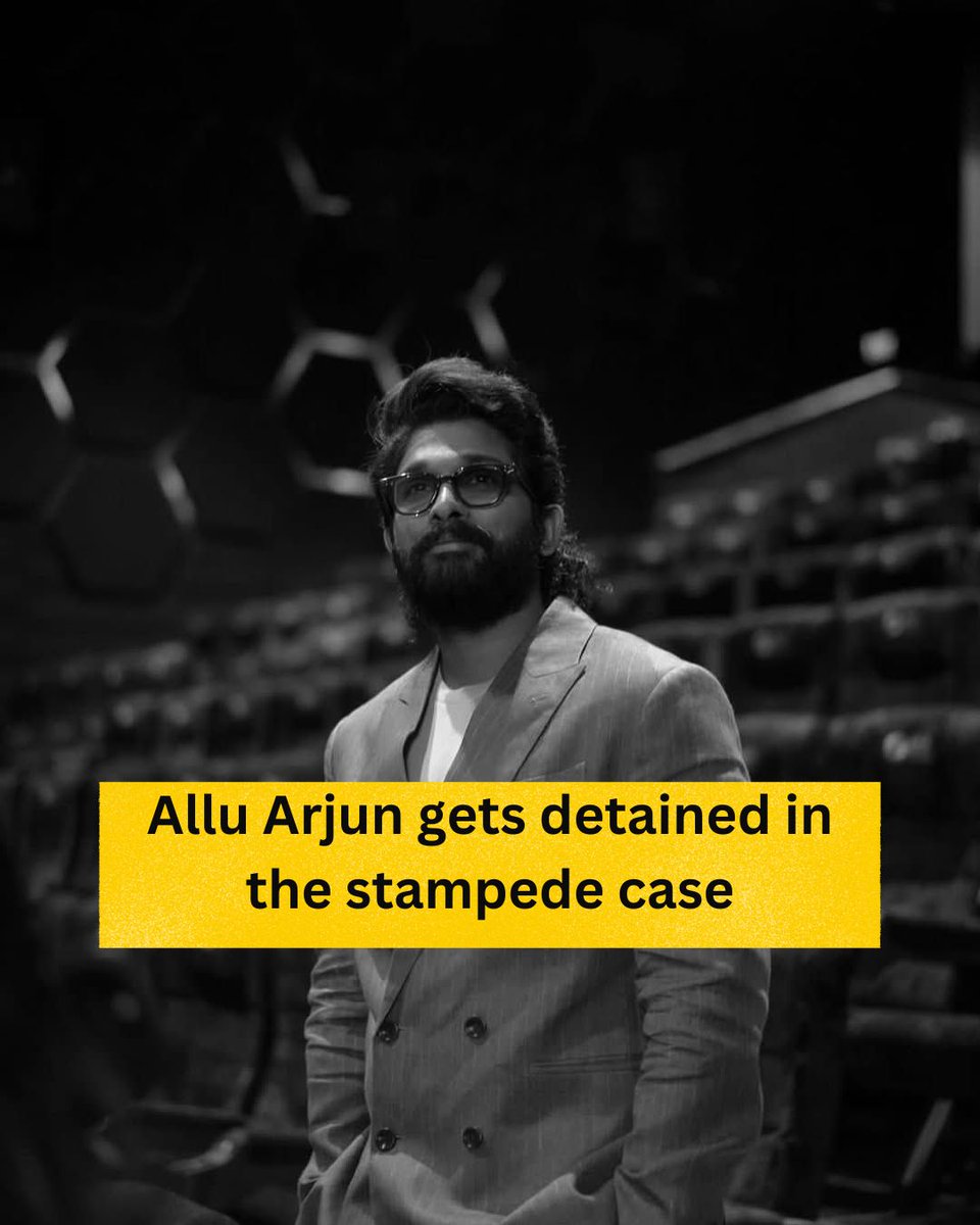 PuneTimesOnline's tweet photo. #AlluArjun has been detained by a team from Chikkadpally police station, in the stampede case at the premiere of his film #Pushpa2 in Hyderabad. The incident that took place on Dec 4 left a 39-year-old woman dead & her son in a critical state.
#Pushpa2TheRule #AlluArjunDetained https://t.co/zFEswJfmRQ
