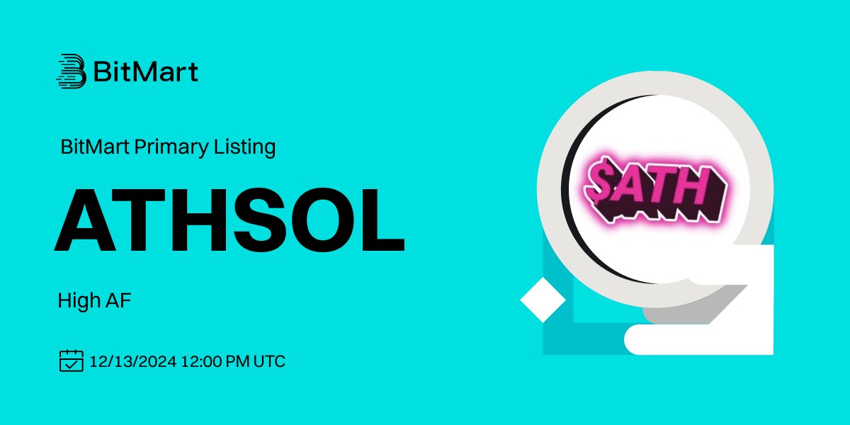 BitMartExchange's tweet photo. #BitMart is thrilled to announce the exclusive primary listing of High AF (ATHSOL) @highafcoins 🎉

💰Trading pair: ATHSOL/USDT
💎Deposit: Available
💎Trading: 12/13/2024 12:00 AM UTC

Learn more: https://t.co/xSdpj6l6mR https://t.co/LcGnMY75o5