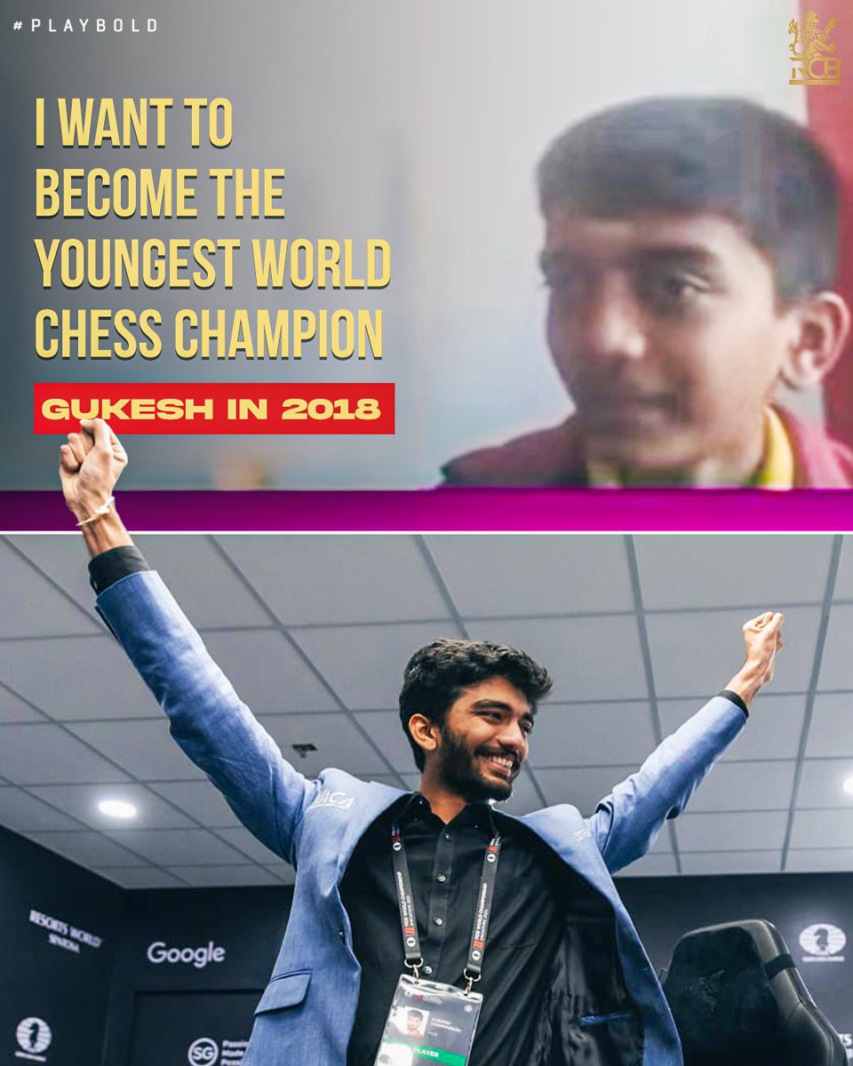 RCBTweets's tweet photo. Text book passion and drive ft. World Champion Gukesh 🏅

To more such Bold Dreams and Goals! 🫡

#PlayBold #ನಮ್ಮRCB #DingGukesh https://t.co/aXL3BkJbSU