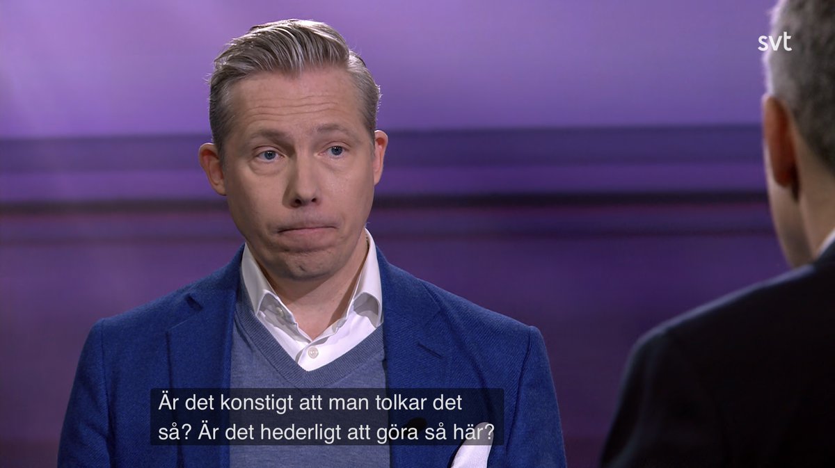 I #30minuter med <a href="/jonsson_henrik/">Henrik Jönsson</a> frågar <a href="/SVTHolmberg/">Anders Holmberg</a> om det är hederligt att plocka ut ett klipp för att göra en poäng när hela inslaget inte bevisar poängen? Tja, detsamma gäller väl denna märkliga "intervju"; var det hederligt av Holmberg att tjata ihjäl just detta inslag? Nej.