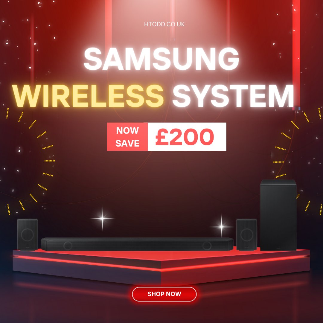 🎶🎄 Elevate your home theatre experience this Christmas with the Samsung HW-Q990D/XU 11.1.4ch Cinematic Soundbar, now with an incredible £200 saving! 🎁✨

htodd.co.uk/samsung-hw-q99…

#HtoddGifts #SamsungSoundbar #ChristmasSavings #HomeAudio #HolidayJoy