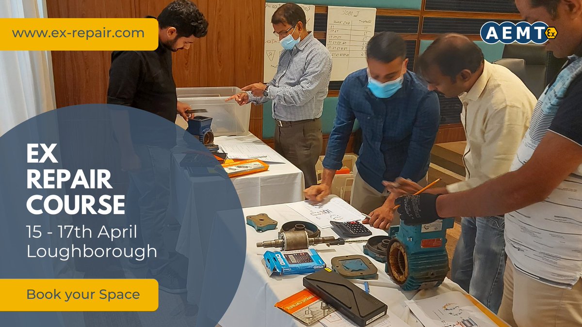 We will be delivering our Ex Repair Training Course from 15 - 17 of April in Loughborough, UK.

For more information or to book, visit: theaemt.com/ems-event-cale…