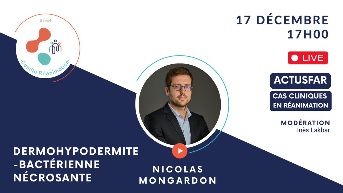 SFAR Anesthésie Réanimation (@sfar_org) on Twitter photo 🕛 Le 17.12.24 à 17h ➡️ Retrouvez le comité réanimation pour ce 3eme épisode avec le thème "Dermohypodermite-bactérienne nécrosante". Rdv en live sur notre chaine YouTube !
<a href="/AJARFrance/">AJAR France 🇫🇷</a> <a href="/SNJeunesAR/">Syndicat National des Jeunes Anesth-Réa</a> <a href="/SNPHARE/">SNPHARE</a> <a href="/SyndicatSnarf/">SNARF</a> <a href="/jeunesMIR/">ANJMIR</a> @IADE_de_France <a href="/contactfnir/">Fédération Nationale des Infirmiers de Réanimation</a> <a href="/cnear_fr/">CNEAR Anesthésie Réanimation</a> <a href="/SNIA75/">SNIA : Syndicat Nal des #IADE</a> 🕛 Le 17.12.24 à 17h ➡️ Retrouvez le comité réanimation pour ce 3eme épisode avec le thème "Dermohypodermite-bactérienne nécrosante". Rdv en live sur notre chaine YouTube !
<a href="/AJARFrance/">AJAR France 🇫🇷</a> <a href="/SNJeunesAR/">Syndicat National des Jeunes Anesth-Réa</a> <a href="/SNPHARE/">SNPHARE</a> <a href="/SyndicatSnarf/">SNARF</a> <a href="/jeunesMIR/">ANJMIR</a> @IADE_de_France <a href="/contactfnir/">Fédération Nationale des Infirmiers de Réanimation</a> <a href="/cnear_fr/">CNEAR Anesthésie Réanimation</a> <a href="/SNIA75/">SNIA : Syndicat Nal des #IADE</a>