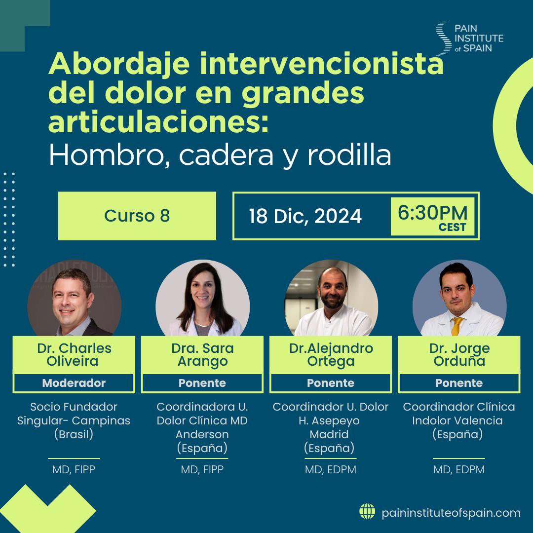 ⚠️ Listos para el 8o #curso !!, ofrecemos invitaciones limitadas para la sesión en directo a los primeros #socios <a href="/Sedolor/">Sociedad Española del Dolor</a> y <a href="/LAPS_pain/">Latin American Pain Society</a> que envíen este formulario. Nos vemos el próximo 18 Diciembre! 👉 share-eu1.hsforms.com/1DbEbvpX8RxGfu…