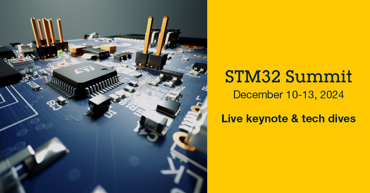 ST_World's tweet image. #STM32Summit Tech dive 2 💻 Accelerate your design with the edge AI ecosystem. 
🕔 1:00 PM SGT | 10:00 AM CET | 2:00 PM EST
Register now: spkl.io/6015fwSJz #STM32 #techdive