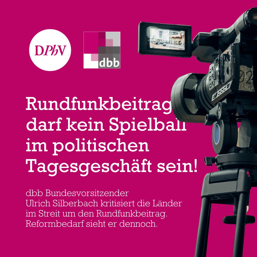 Deutscher Philologenverband (@dphv) on Twitter photo Beitragserhöhung ist gerechtfertigt, aber Reformen nötig!
dbb-Chef fordert Sparsamkeit, Vielfalt & faire Bedingungen für Beschäftigte.
<a href="/dbb_news/">dbb beamtenbund und tarifunion</a>
#Rundfunkbeitrag
Mehr dazu: dbb.de/artikel/silber… Beitragserhöhung ist gerechtfertigt, aber Reformen nötig!
dbb-Chef fordert Sparsamkeit, Vielfalt & faire Bedingungen für Beschäftigte.
<a href="/dbb_news/">dbb beamtenbund und tarifunion</a>
#Rundfunkbeitrag
Mehr dazu: dbb.de/artikel/silber…