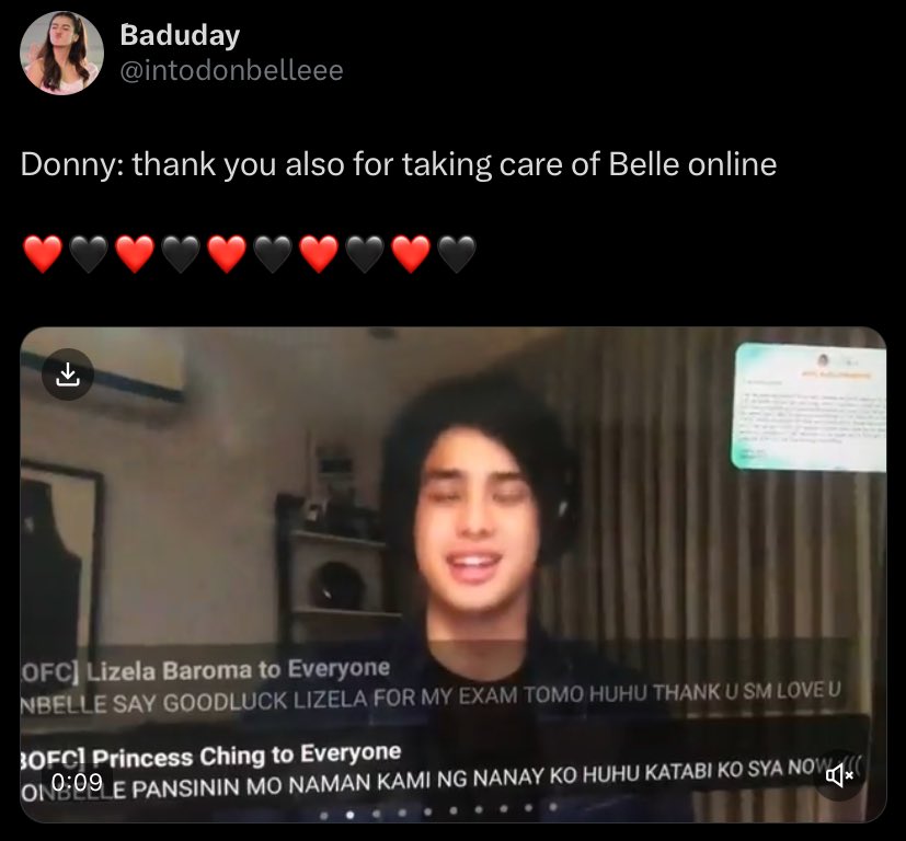belindoll's tweet photo. you’ll never catch him NOT being grateful (and vvv loud about it) to those solid fans/supporters of his other half ❤️‍🩹

#DonBelle
#DonnyPangilinan | #BelleMariano https://t.co/LnB9ejXHr1