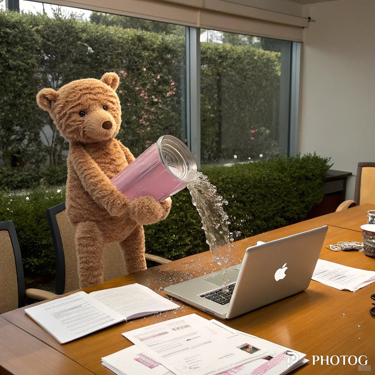 PixelOrangeAI's tweet image. Tried using my homemade AI software… ended up with this masterpiece. Innovation gone wild. 🤖🐻💦 #AI #TechFails @PhotoG_AI_