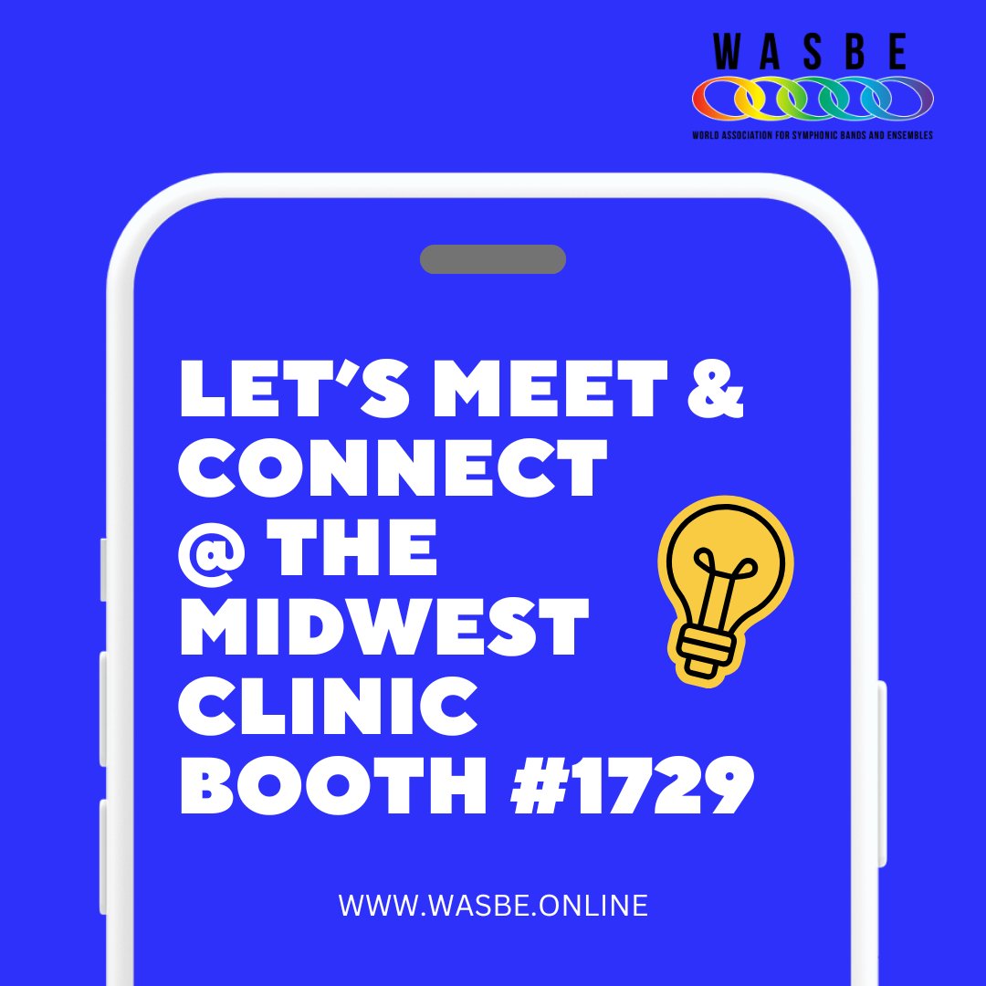 WASBE1's tweet image. If you are heading to Chicago for The Midwest Clinic, remember to meet and connect with us at the Exhibition Booth #1729! 

#wasbe #themidwestclinic
