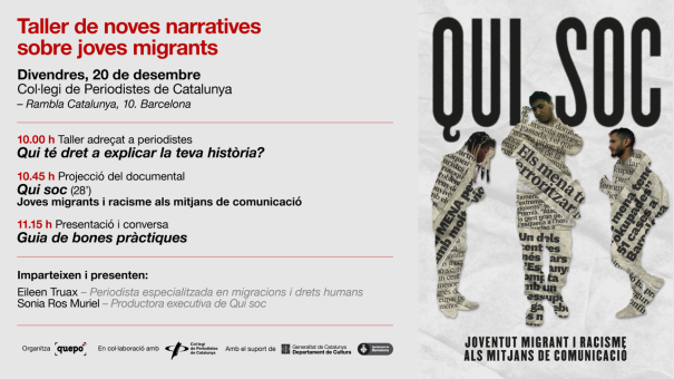 🤔Narratives i migrants

🎞️Un taller per repensar qui explica les històries i com fer-ho des de la responsabilitat amb <a href="/EileenTruax/">✳️ Eileen Truax</a> i <a href="/soniarosm/">#NoOneIsIllegal</a>

🗓️20/12  
🕙10h   
📍Rambla Catalunya 10 (Barcelona)

🔗periodistes.cat/actualitat/not…