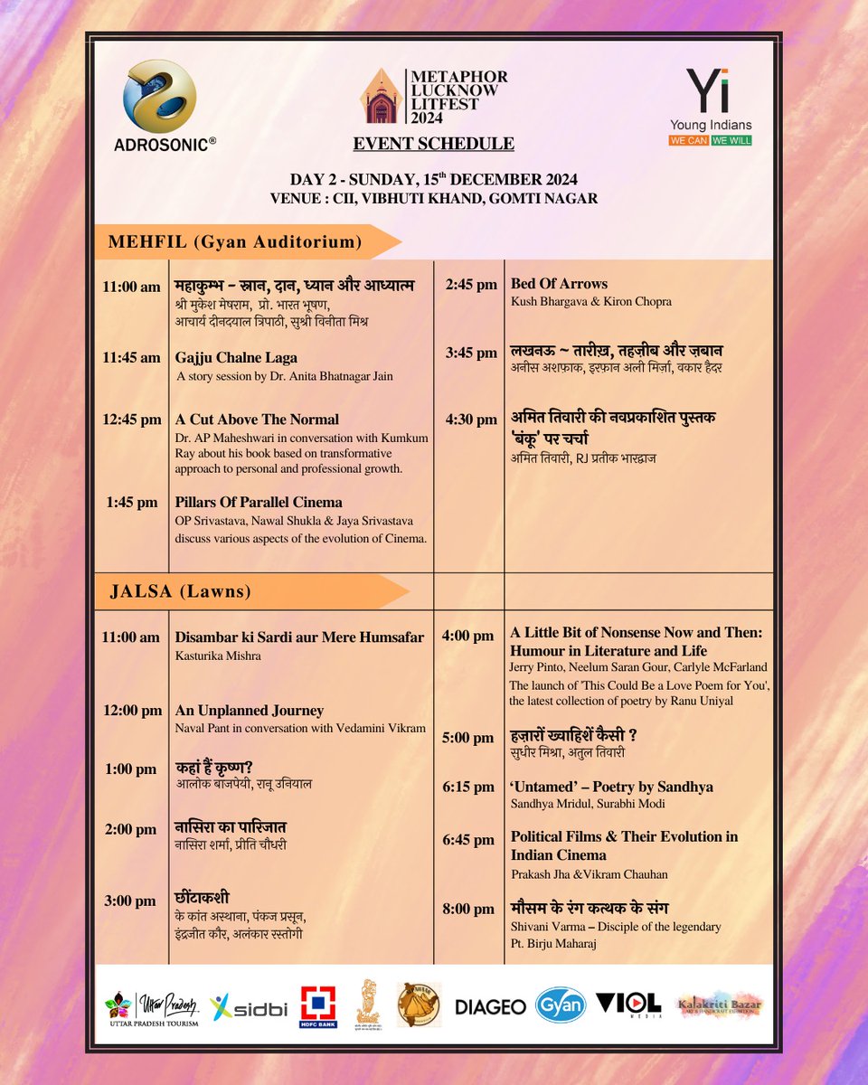Schedule out now📅

Join us on 14th and 15th December 2024 at CII, Lucknow! See you tomorrow 🙌

Don’t miss out on this exciting opportunity to connect with creative minds and be inspired ✨️

#metaphor    #metaphorlitfest #metaphorlucknow #lucknow #schedule #12theditio