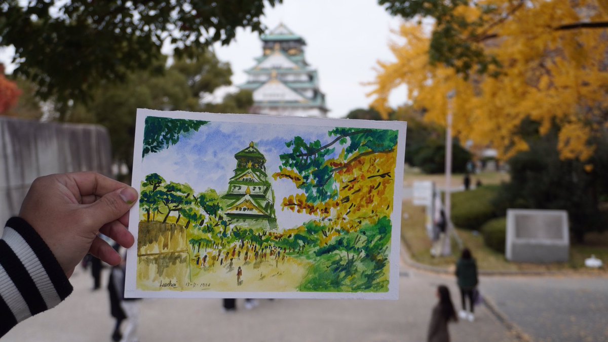 maartstudio's tweet image. Sketch travel Osaka Castle วันนี้มาสเก็ตปราสาทโอซาก้าครับ เดี๋ยวกลับไปวาดสี acrylic ลงบนผ้าใบครับ 🇯🇵🎊 #sketch #sketchbook #sketchtravel #เที่ยวด้วยวาดด้วย #Gopaint #osakacastle🏯 #watercolor #maartstudiobangkok #thacca
