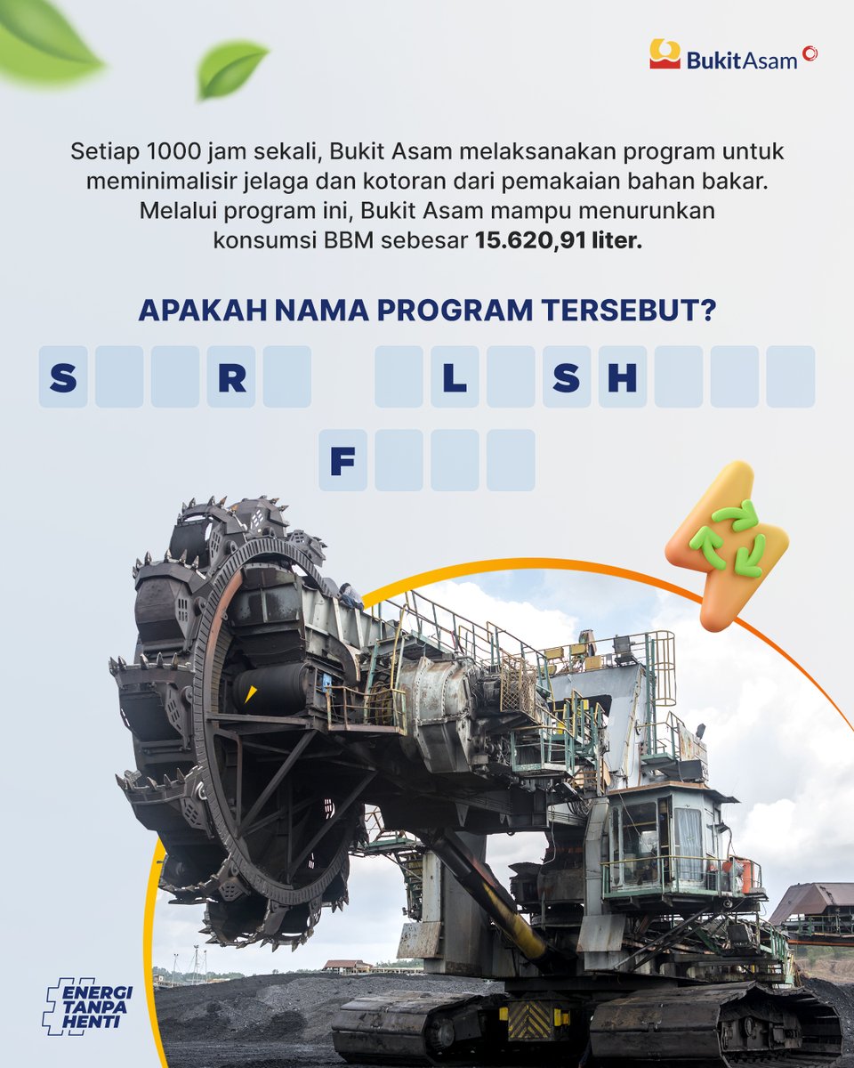 Ngikutin update Bukit Asam sepanjang 2024? Pasti bisa jawab #YESQuiz kali ini! 🌟

Jawab pertanyaan berikut ini untuk dapat saldo e-wallet Rp 50.000 untuk 5 pemenang. Pastikan TemanKita ikuti syarat dan ketentuannya juga yaa~