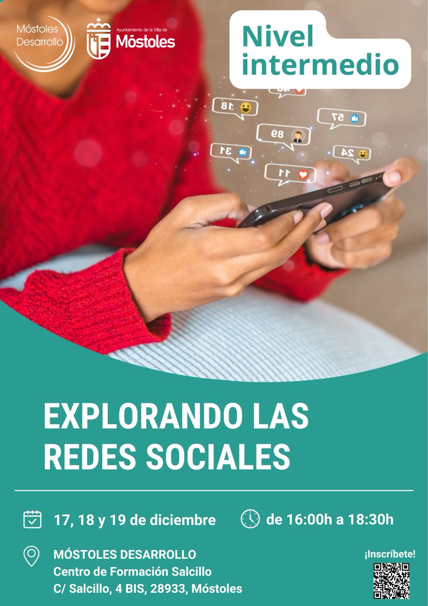 mostdesarrollo's tweet image. ¡Aprende a manejar las Redes Sociales y todas sus funcionalidades para estar conectado y al día! 📲💻👥
CURSO "EXPLORANDO LAS REDES SOCIALES"
ℹ️📝 tinyurl.com/4tfdfcj3
#MóstolesDesarrollo #Formación #CapacitaciónDigital #CursosGratuitos #NNTT
@AytoMostoles