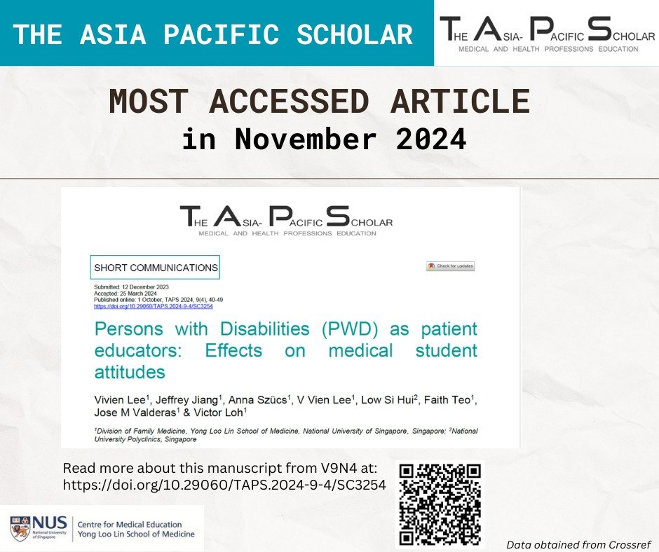 Our most accessed article for November 2024. View it now at
doi.org/10.29060/TAPS.…
#MedEd #TheAsiaPacificScholar #NUSMedCenMED