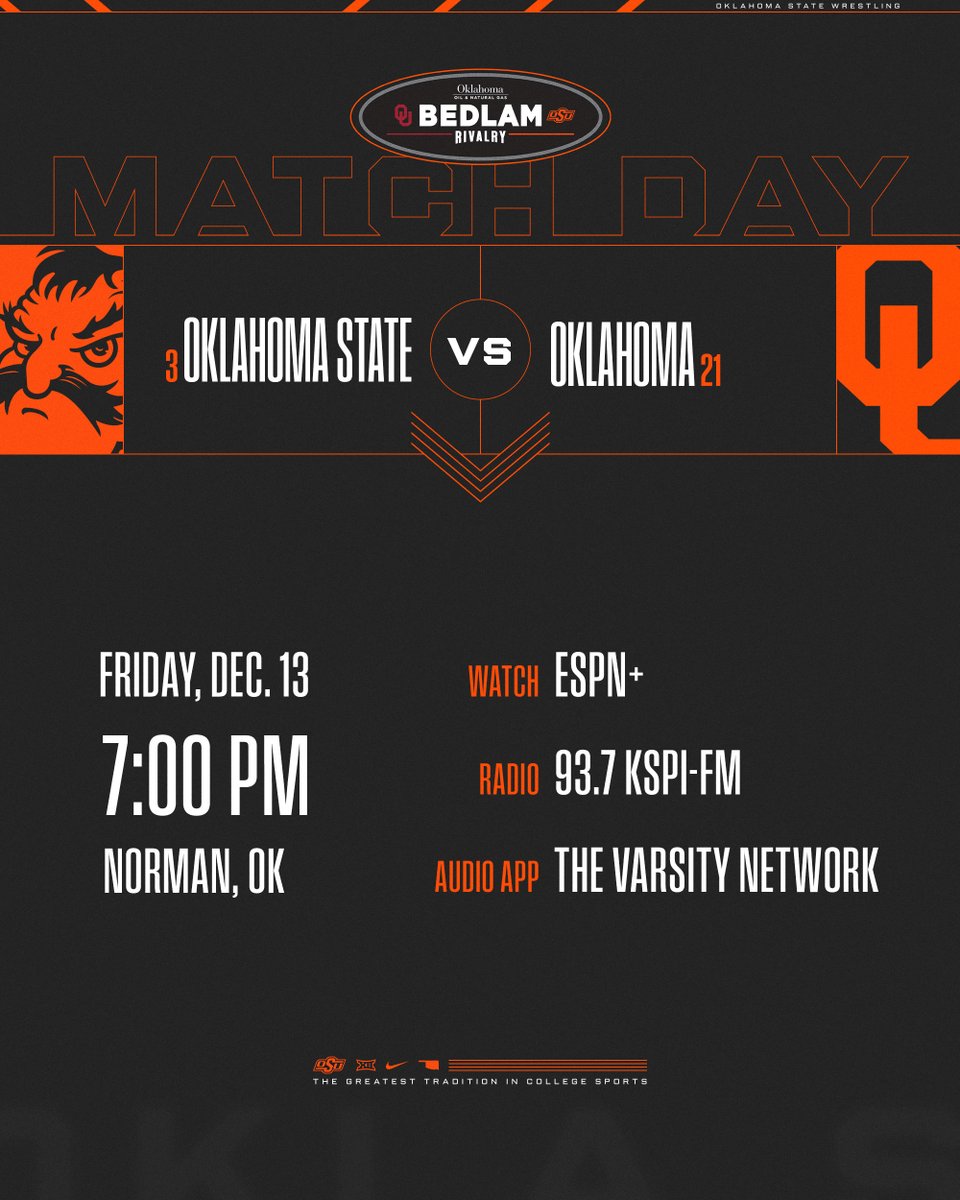 For the state.

⏰: 7 p.m.
📌: Norman, Okla.
🏟️: McCasland Field House
📺: ESPN+
📻: 93.7 KSPI-FM
📰: okla.st/4iBnwQC

#GoPokes l <a href="/OERBOK/">OERB</a>