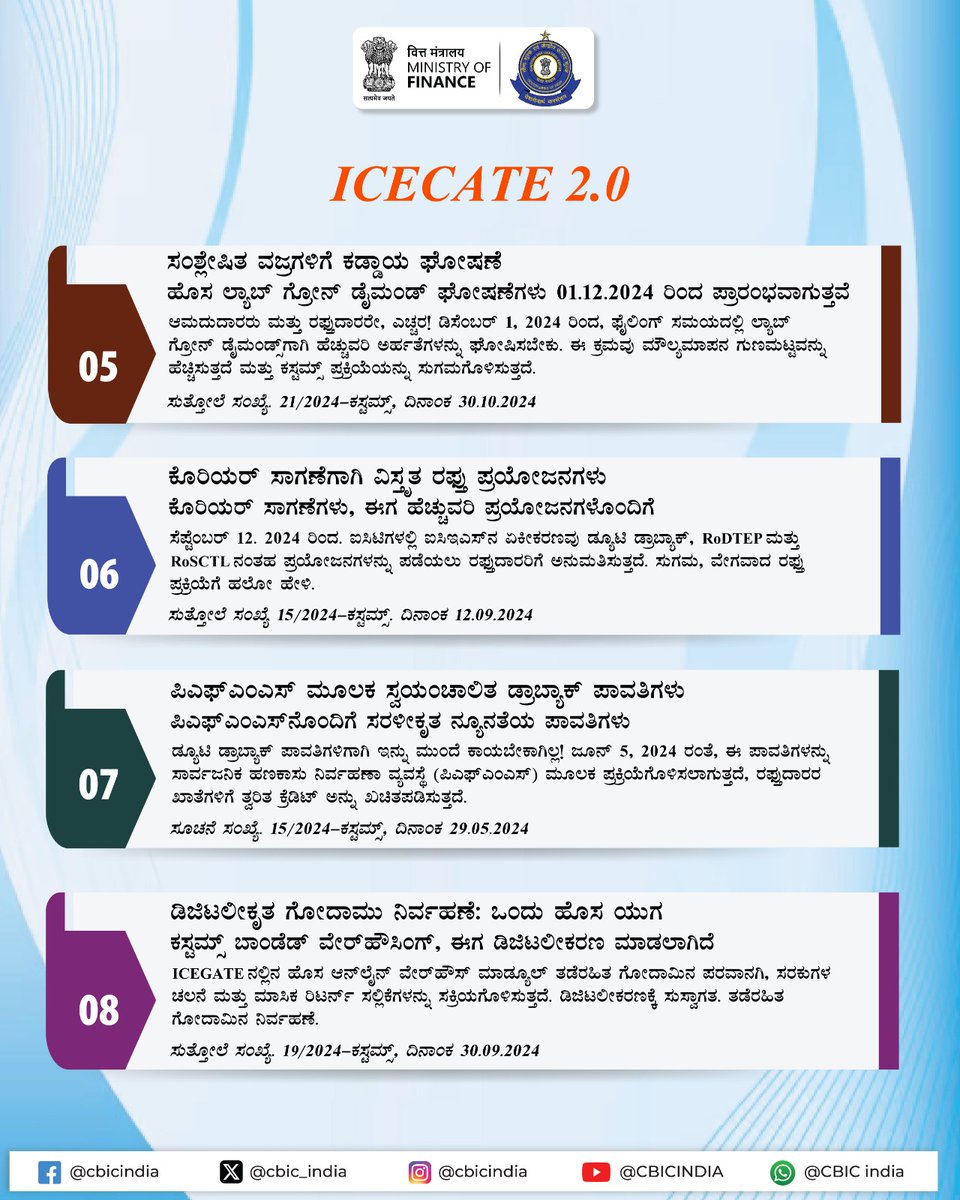 PIBBengaluru's tweet image. ಭಾರತೀಯ ಕಸ್ಟಮ್ಸ್ ಎಲೆಕ್ಟ್ರಾನಿಕ್ ಡೇಟಾ ಇಂಟರ್ ಚೇಂಜ್ (EDI) ಗೇಟ್ ವೇ #ICEGATE ಪರಿಣಾಮಕಾರಿಯಾಗಿ ಮತ್ತು ಪ್ರಾಥಮಿಕವಾಗಿ ಇವುಗಳ ವ್ಯವಹಾರವನ್ನು ಸುಗಮಗೊಳಿಸುತ್ತದೆ.👇 

👉 ಇ-ಫೈಲಿಂಗ್
👉 ಆನ್ ಲೈನ್ ತಿದ್ದುಪಡಿ ಸಲ್ಲಿಕೆ
👉 ಆನ್ ಲೈನ್ ಸುಂಕ ಪಾವತಿ
👉 ಸಮಸ್ಯೆ ಪರಿಹಾರ
👉 ವ್ಯಾಪಾರಿಗಳಿಗೆ ಐ ಜಿ ಎಸ್ ಟಿ ಮರುಪಾವತಿ ಪ್ರಕ್ರಿಯೆ

1/3