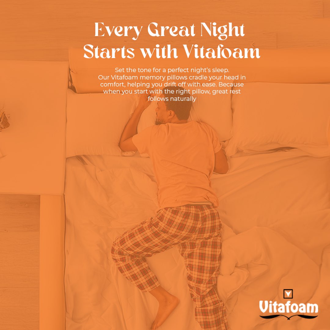 VitafoamNG's tweet image. Every great night starts with #Vitafoam 

Ready to experience ultimate comfort? Then send a DM to get started.

#BestMattress #MemoryPillows #FibrePillows #Bedding #Bedframe #SleepGoodStartRight #GoodSleep