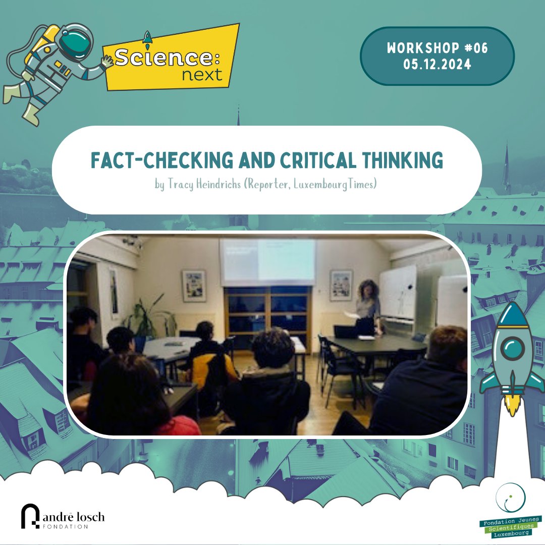🔍 Workshop #06 Recap: Fact-Checking and Critical Thinking

Led by Tracy Heindrichs, reporter at the Luxembourg Times, this workshop dove into the essential skills for navigating information in today’s world. 🌐