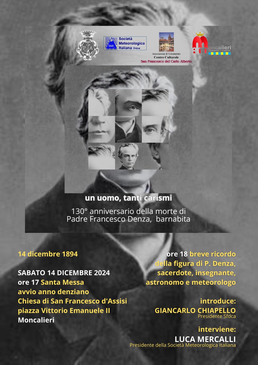 👉 Ricorrono quest'anno  i 130 anni dalla scomparsa del sacerdote barnabita Francesco Denza. Alla sua figura verranno  dedicate iniziative organizzate dal Centro Culturale San Francesco del Carlo Alberto 👇👇👇
