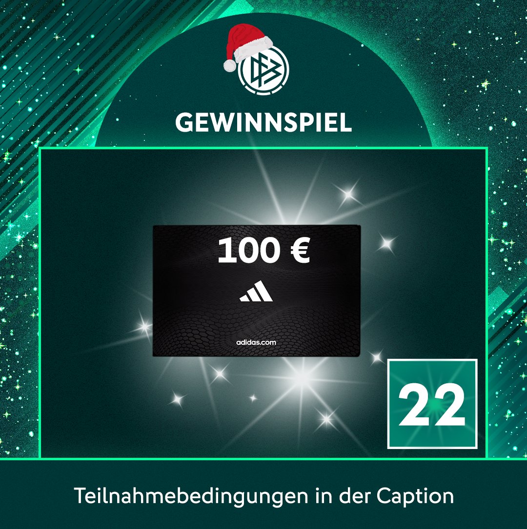 DFB-eSports (@dfb_esports) on Twitter photo Türchen 22 🎅
Gewinne ein 100€ Adidas Gutschein! 💪
So einfach nimmst du teil:
1. Folgt <a href="/DFB_eSports/">DFB-eSports</a>!
2. Likt den Beitrag!
3. Kommentiert mit "Adidas"!
4. Retweetet diesen Beitrag!
Das Gewinnspiel endet am 27.12.2024, um 23:59 Uhr. Der/Die Gewinner/in wird per Türchen 22 🎅
Gewinne ein 100€ Adidas Gutschein! 💪
So einfach nimmst du teil:
1. Folgt <a href="/DFB_eSports/">DFB-eSports</a>!
2. Likt den Beitrag!
3. Kommentiert mit "Adidas"!
4. Retweetet diesen Beitrag!
Das Gewinnspiel endet am 27.12.2024, um 23:59 Uhr. Der/Die Gewinner/in wird per