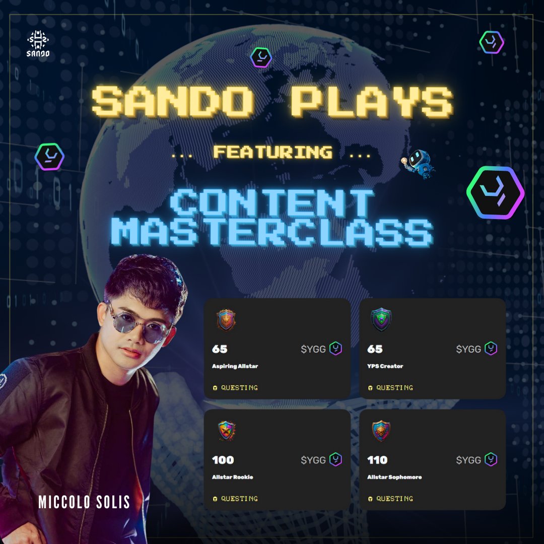 sandometaverse's tweet photo. SANDO PLAYS: Content MasterClass 🎥

Samahan kami sa isang exciting na usapan tungkol sa Content Creation kasama ang YGG ALL STAR KOL, Miccolo Solis, hosted by Judeh!

Sando Gang Discord Server. Mamaya, 5:00 PM

Huwag palampasin ang chance na matuto sa Web3 content creation! https://t.co/MWVgpESaT0