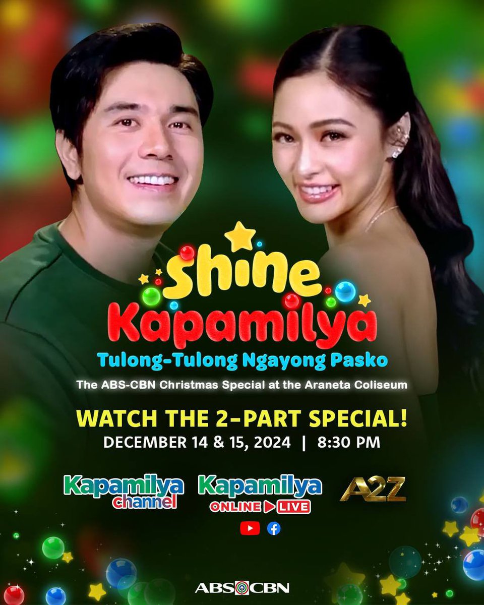 We can’t handle all the feels! Handa na ba kayo sa liwanag at kilig na handog ng #KimPau? 🌟❤️💚💙

Sama-sama tayong mag-celebrate sa #ShineKapamilya: The #ABSCBNChristmasSpecial2024! Catch the 2-Part Special on December 14 &amp; 15 at 8:30 PM on Kapamilya Channel