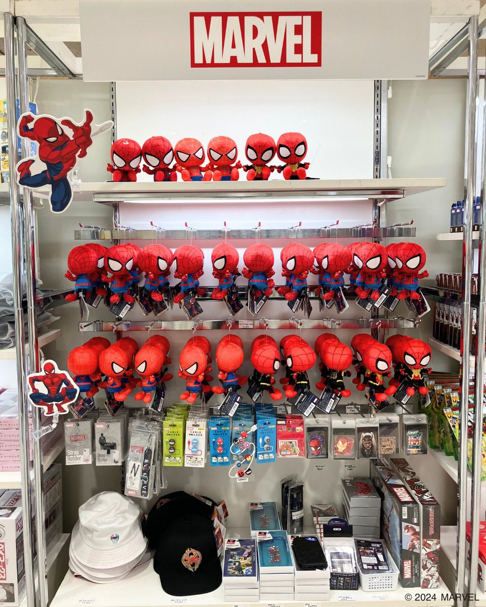 MARVELヒーローたちの グッズが大集合！ ＼ 会場では #スパイダーマン