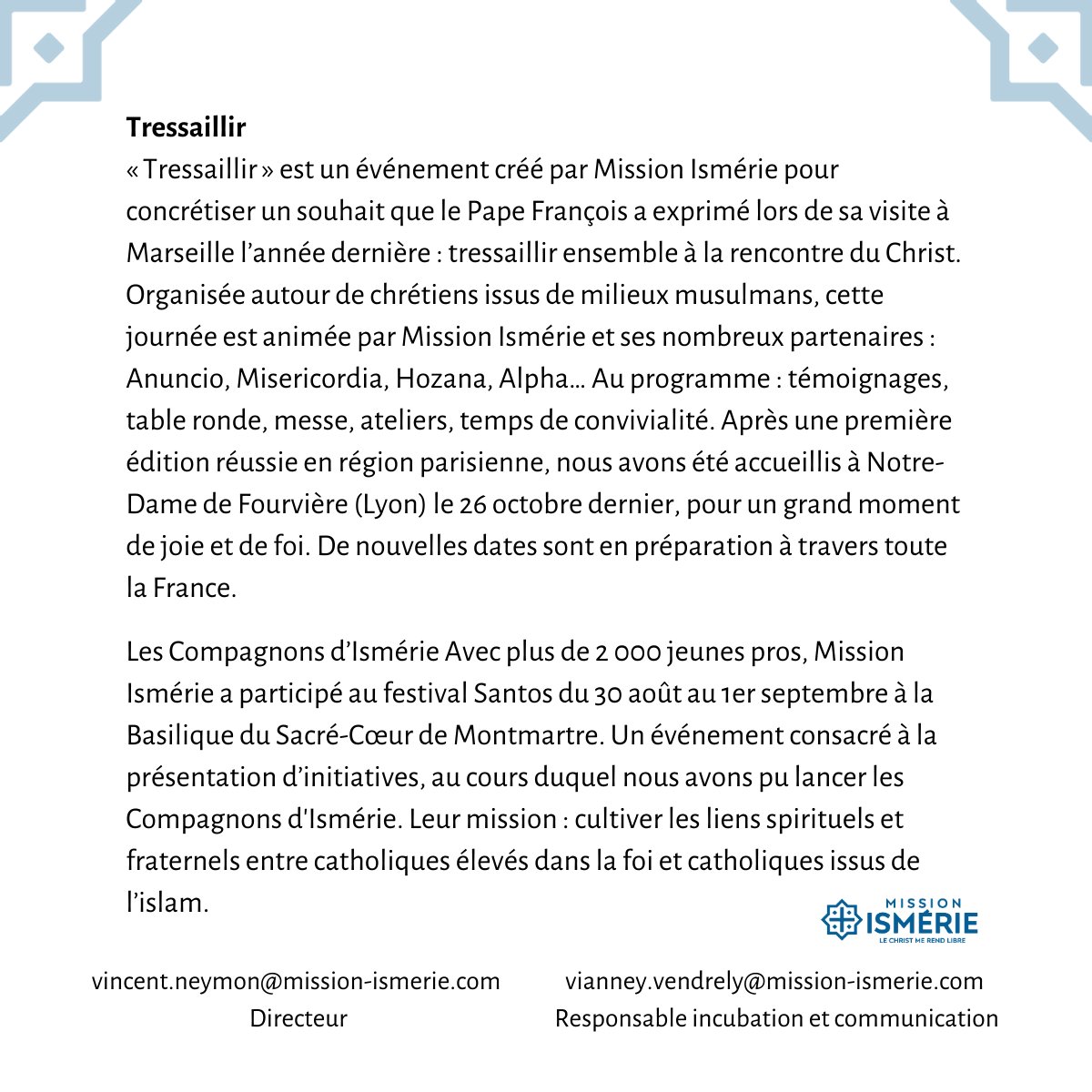 MissionIsmerie's tweet photo. Retrouvez notre communiqué de presse du vendredi 27 novembre !

👉 https://t.co/iJO2cTICNj

#communiqué #témoignages #avent https://t.co/hbFXgmBmXC