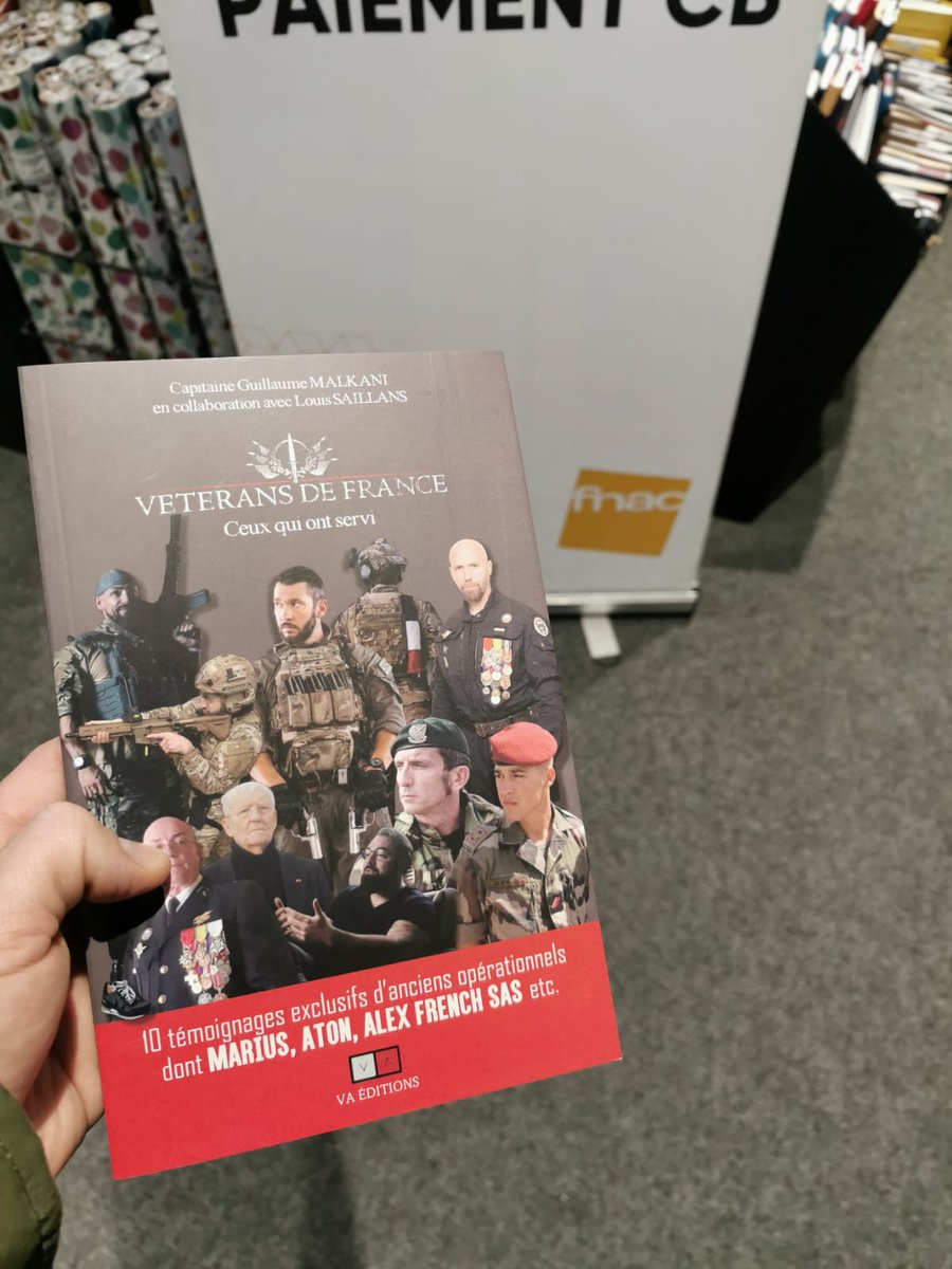 🔥📚 Très heureux de croiser notre ouvrage dans les <a href="/Fnac/">Fnac</a>, toujours bien entouré... Notre #livre est également disponible #ici 👉🏻 va-editions.fr/veterans-de-fr… Écrit par #guillaume_malkani et <a href="/LSaillans/">Louis.Saillans</a>, publié chez <a href="/EditionsVa/">VA Éditions</a> et préfacé par <a href="/MIRALLESMP/">Patricia Miralles</a> !