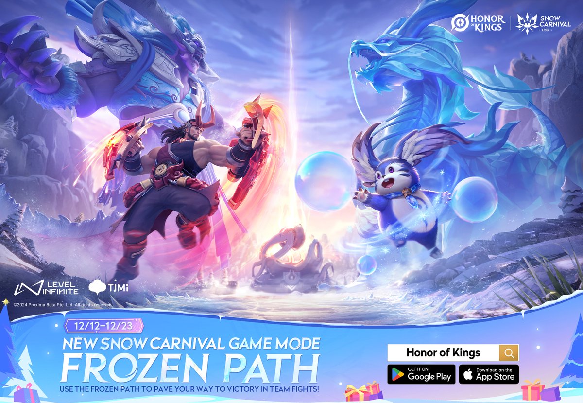 HonorOfKings's tweet photo. ⚔️Frost is sweeping across the gorge. It's time to fight!
Join the game and experience the new Battlefield Theme Mode of the Snow Carnival - Frozen Path!

Play Honor of Kings now!
🔗 https://t.co/4GRLTKAxMI

#Honorofkings #HOK #SnowCarnival #FrozenPath https://t.co/N5eetWbwea