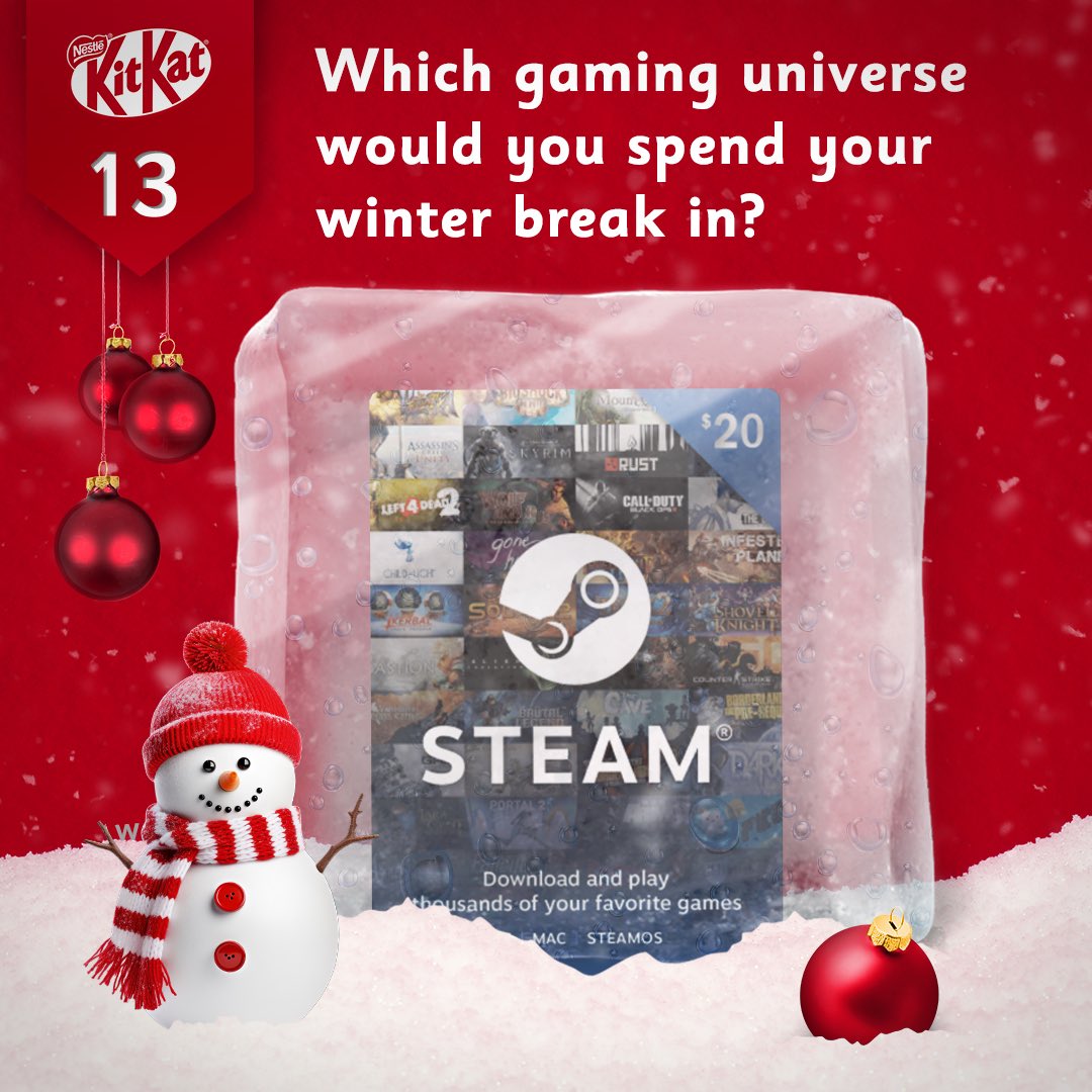 KITKATGaming's tweet photo. Day 13 of Koro’s Snowy Sweepstakes! ❄️

To win a 20€ Steamcard follow these steps:

➡️Follow @KITKATGaming 
➡️Like &amp; retweet this post
➡️Comment your answer!

#SnowySweepstakes #Giveaway https://t.co/wa38St3s9K