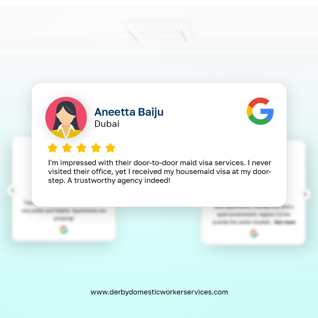 DerbyVisaCenter's tweet photo. At Derby Domestic Worker Services, Client satisfaction is our top priority!

Hear from our satisfied clients who have trusted us to meet their domestic worker visa needs. Our commitment to excellence is reflected in every client we serve.

#domestichelpervisa #derbydomesticvisa https://t.co/Qefwnm01of